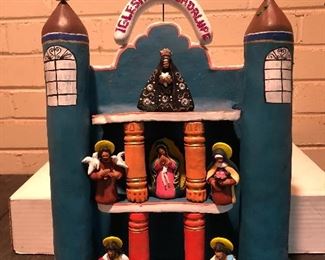Artist Signed Folk Art Nativity Scene