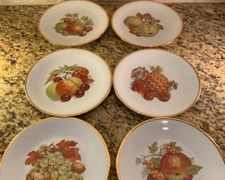 Gold rimmed fruit design dessert places