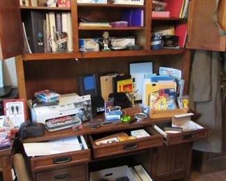 Great office desk and matching furniture pieces.  Sealed puzzles and games.  Tons of wonderful office supplies.