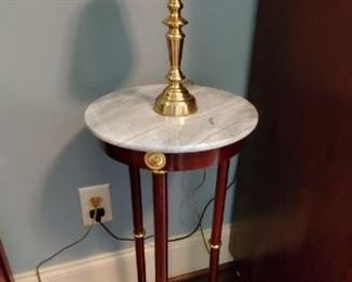 Accent table and brass lamp
