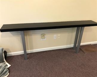 $50 Extra LONG and NARROW IKEA Console Table 75"L x 10"D x 29"H. Leg needs screw/tightening. this one is not solid wood.