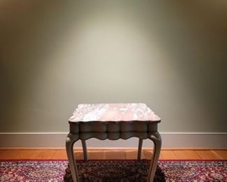 Marble-top table - 19" high x 22" square