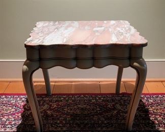 Marble-top table - 19" high x 22" square