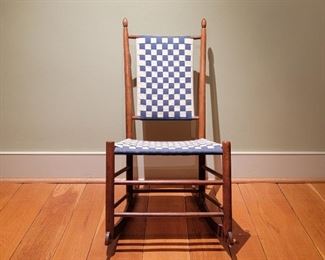 Blue and white check rocker - 33" high x 18" wide x 18" deep