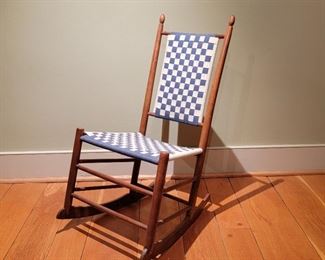 Blue and white check rocker - 33" high x 18" wide x 18" deep