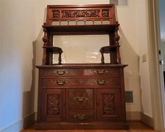 Mirror and marble buffet chest - 83" high x 54" wide x 22" deep
