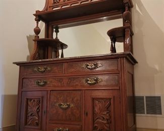 Mirror and marble buffet chest - 83" high x 54" wide x 22" deep