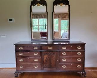 Chest is 34" high x 72" wide x 20" deep. Mirrors are 47" high x 21" wide.