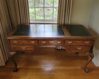 Leather inlay desk - 31" high x 61" wide x 30" deep