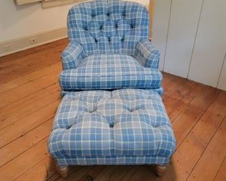 Chair 32" high x 32" wide x 32" deep; Ottoman 14" high x 28" wide x 21" deep