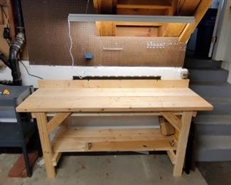 Wood Workbench & Light: Light Sold Separately 