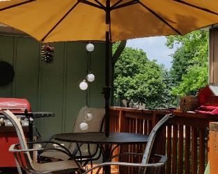 Patio Table Set w/ 3 Chairs & Umbrella: Umbrella sold separately 