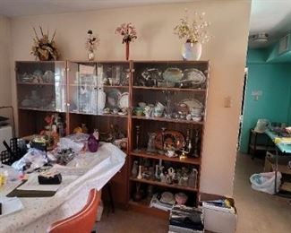 wood and glass display cabinets