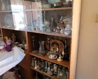 wood and glass display cabinets