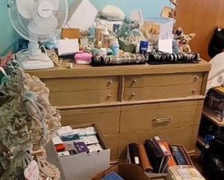 Wood dresser and mirror