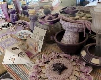 Purple and lavender crocheted items
