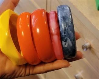 Vintage Bakelite and lucite bangles