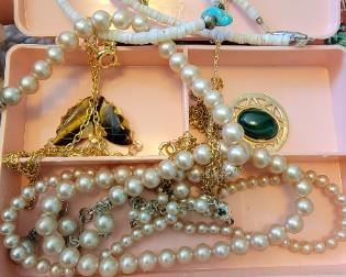  Vintage Navajo and pearl necklaces