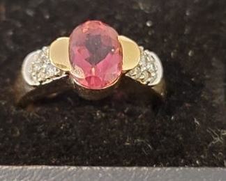 14K gold and gem ring