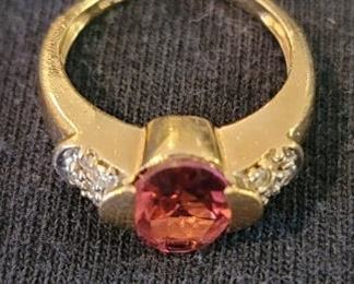 14K gold and gem ring