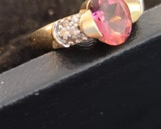 14K gold and gem ring
