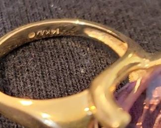 14K gold and gem ring