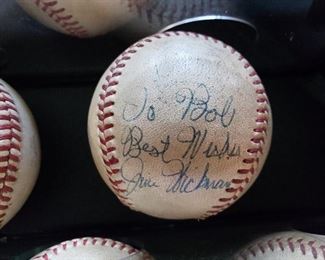 Signed baseballs by Fergie Jenkins, Ernie Banks, Jim Hickman, Hank Aaron