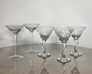 (5pc) ASSORTED MARTINI GLASSES | Tallest 7 in. 