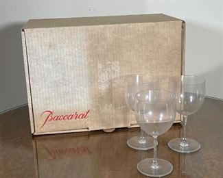 (9pc) BACCARAT WHITE WINE GLASSES | With original box; h. 6 x dia. 3 in. 