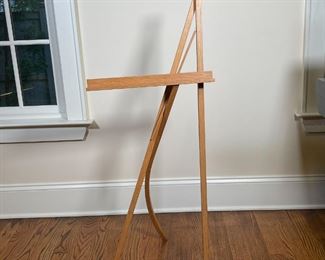 ART DISPLAY EASEL | With curved back leg; engraved with logo and "10/25 1987"; h. 45-1/2 x 18-1/4 x 15 in. open 