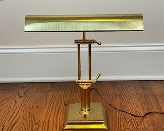 BRASS DESK LAMP | with reticulating arm; extended h. 19-1/2 x 14 in. 