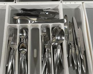 ASSORTED LISA JENKS FLATWARE | Dinner forks. Salad forks, knives (10 in.), big spoons, little spoons 
