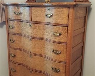 Serpentine High Boy Dresser with Paw Feet