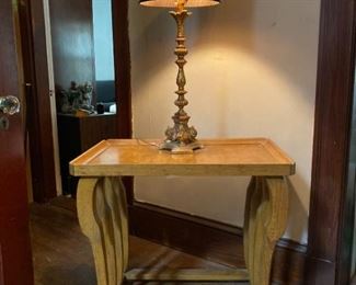 Entryway table and lamp