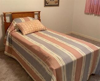 Rock Maple Headboard & Footboard Single Bed, Brass Butterfly Wall Decor, Trapunto Punch Hand Crafted Butterfly Embroidery