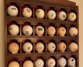 Collectors Golf Balls in Shadow Box Style Display