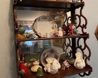 Wooden Shelf, Assorted Collectibles