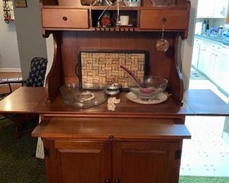 Rock Maple Bar, Cork Inlaid Serving Tray, Serving Platter, Bowl, Vase, Champaign Glasses