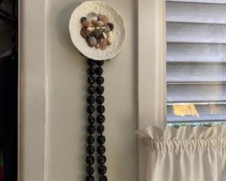 Hand Crafted Sea Shells on Fancy Plate, Kukui Nut Lei