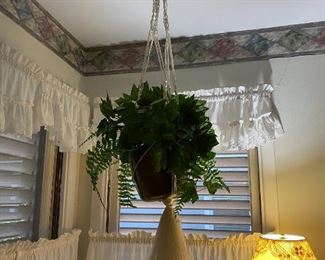 Macrame Hanger with Silk Plant, Bed Lamps