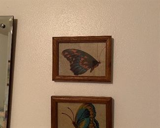 Hand Punched Embroidery Butterflies Framed