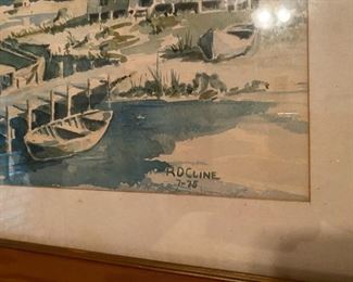Framed and Signed R.D. Cline Watercolor
