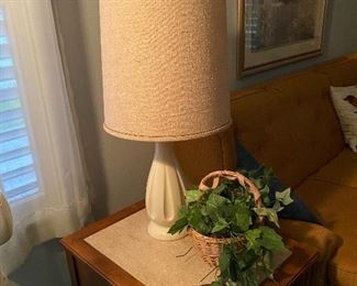 End Table Marble Inlay, Vintage Lamps, Silk Plants