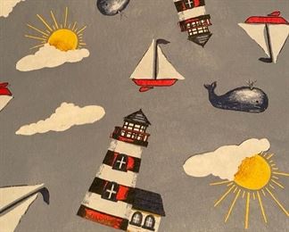 Lighthouse Nautical Tablecloth Lined