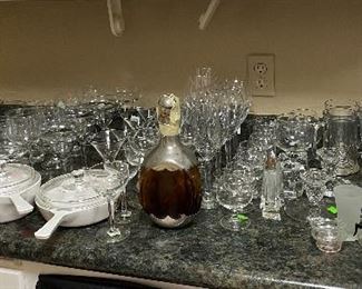 Assorted Kitchen Household Items, Assorted Glassware