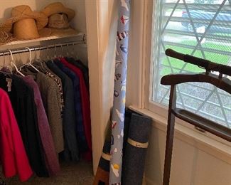 Women's Clothing, Lighthouse Table Cloth, Men's Suit Rack, Assorted Hats