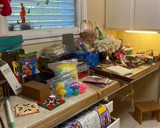 Assorted Collectibles, Music Box Sewing Machine, Santa Box, Assorted Vases, Hand Crafted & Painted Wooden Bear, Asian Trinket Bowl, Tins, Christmas Decor, Stained Glass Decor