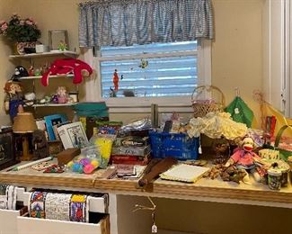 Assorted Collectibles, Music Box Sewing Machine, Santa Box, Assorted Vases, Hand Crafted & Painted Wooden Bear, Asian Trinket Bowl, Tins, Christmas Decor