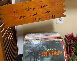 Wooden Plaque "Golfers", Vinyl Records