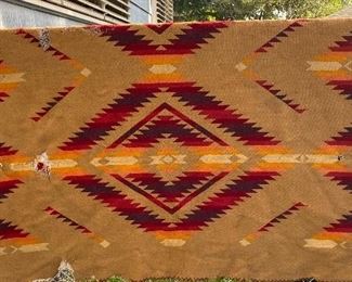 Vintage Navajo Wool Blanket Some Damage